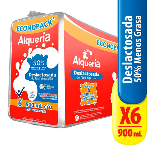 leche alqueria 6u 900ml deslactosada